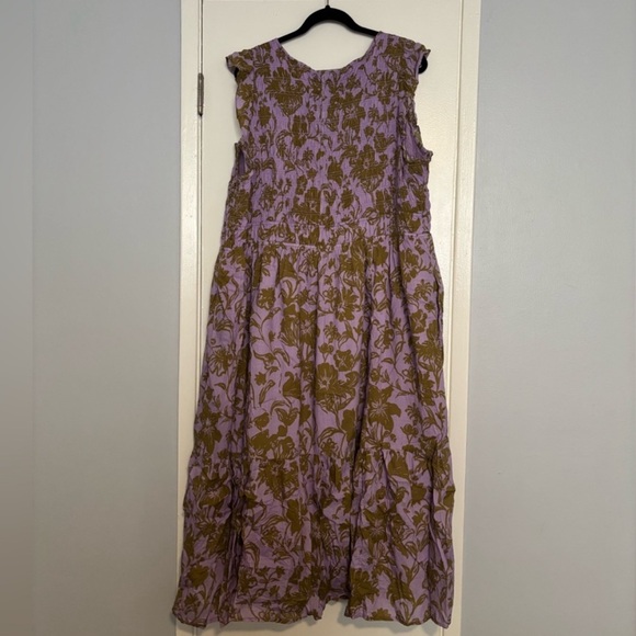 ANTHROPOLOGIE The Peregrine Midi Dress Lilac & Olive Green Floral 1X - Picture 7 of 8